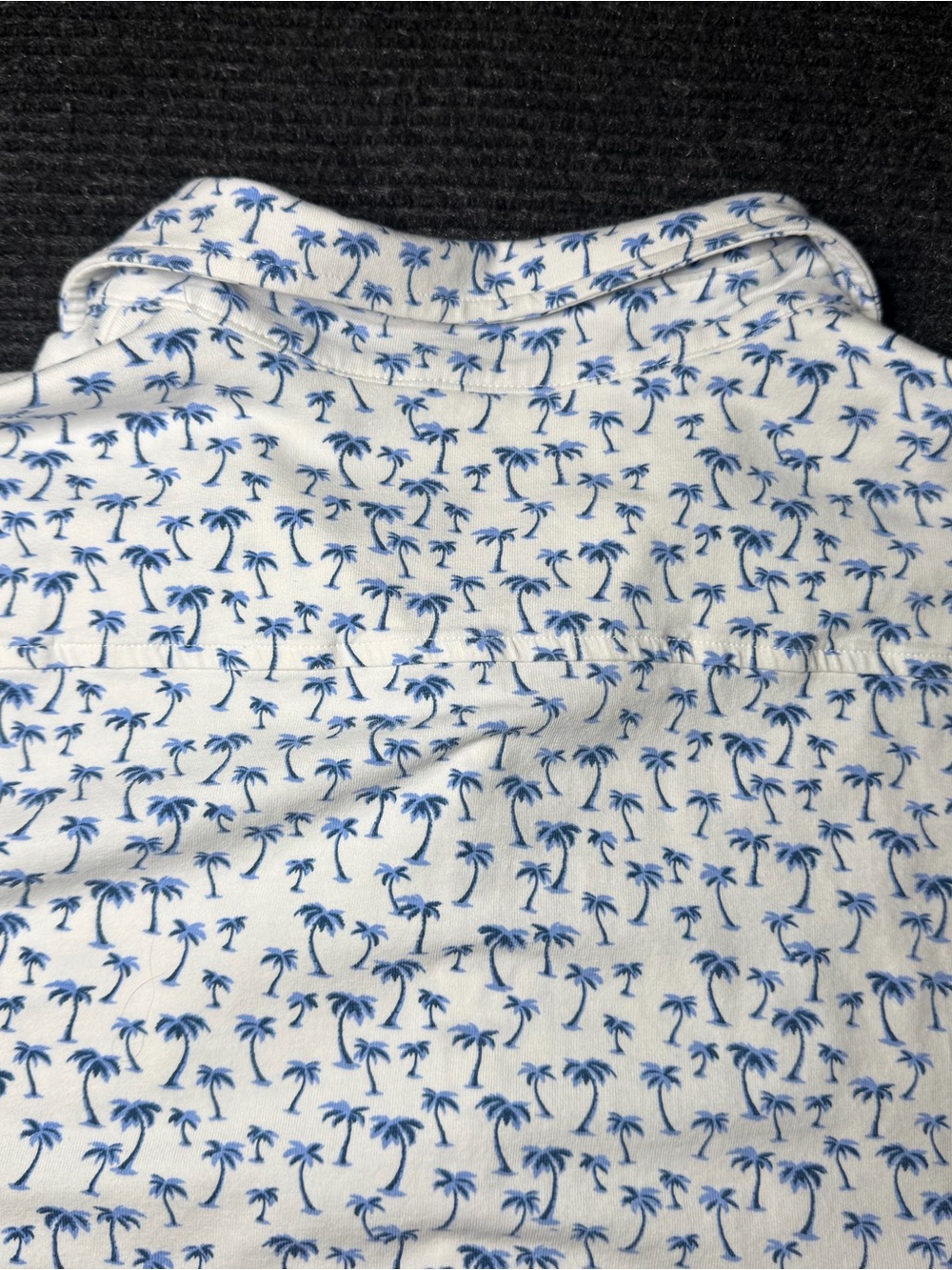 Tailor Vintage Men's White Button-Up short sleeve Shirt with Blue Palm Print - Picture 4 of 7